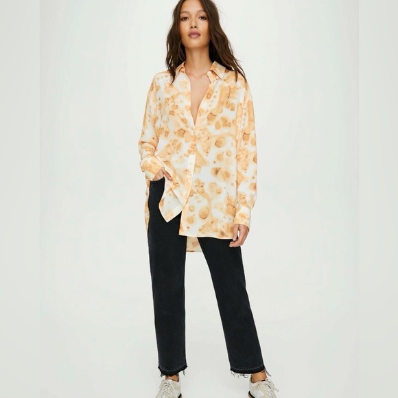 Aritzia Tops - Aritzia WILFRED FREE Brinley Orange Tie Dye Blouse Shirt Top Size XXS